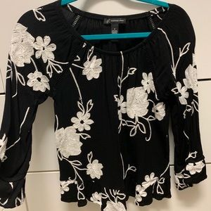 Cute off or on the shoulder embroidered top